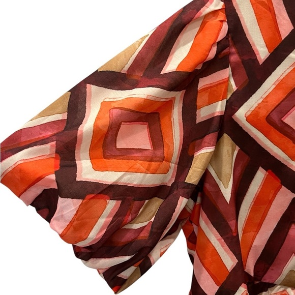 THML Tanya Rust Patterned Puff Sleeve Mini Dress size S - Picture 3 of 8